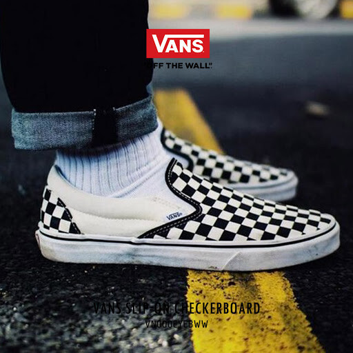 vans classic slip on checkerboard black white